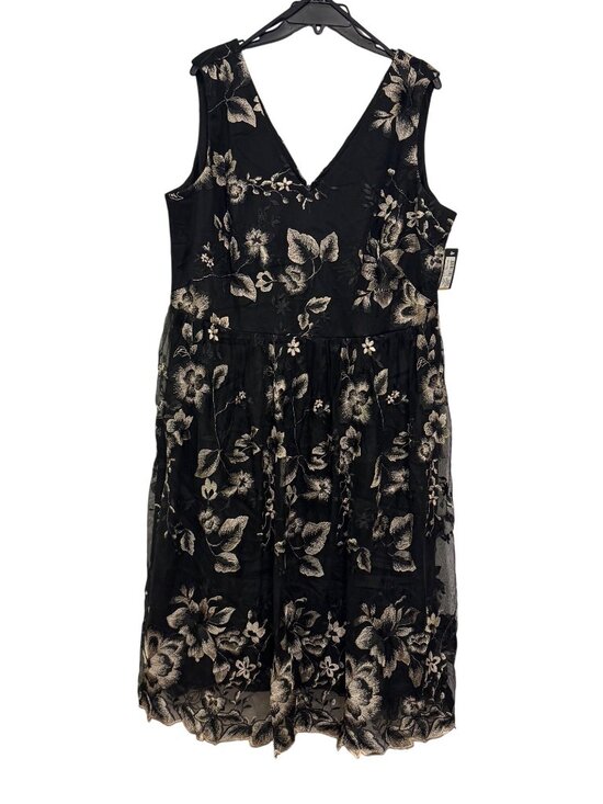 SLNY Dresses & Skirts - SLNY Black & Beige Floral cocktail dress 16W Embroidered Sleeveless Short